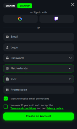 Je vult enkel je e mailadres, gebruikersnaam en wachtwoord in